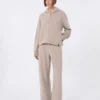 Pantalon en cachemire et molleton de laine, beige Pantalon en cachemire et molleton de laine, beige