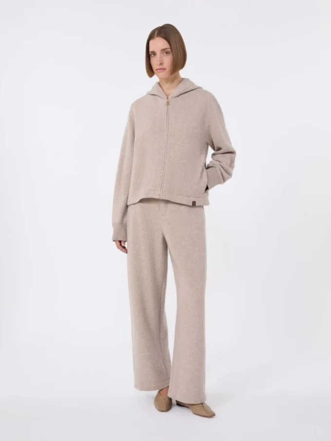 Pantalon en cachemire et molleton de laine, beige Pantalon en cachemire et molleton de laine, beige