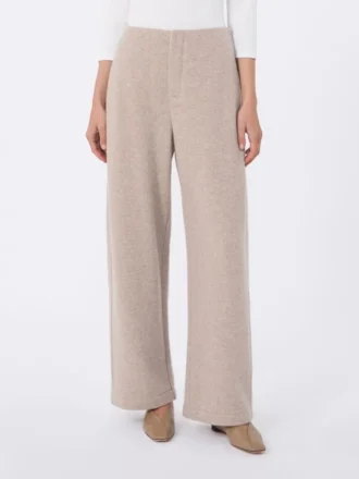 Pantalon en cachemire et molleton de laine, beige