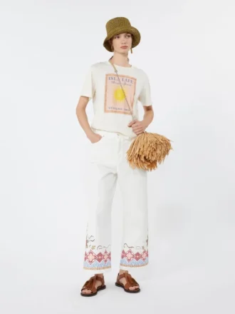 Pantalon en coton, blanc