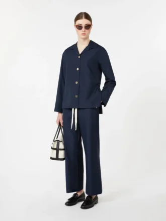 Pantalon en coton à cordon de serrage, bleu nuit Pantalon en coton à cordon de serrage, bleu nuit