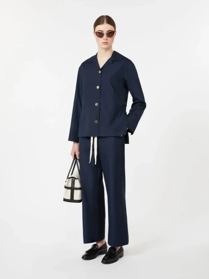 Pantalon en coton à cordon de serrage, bleu nuit
