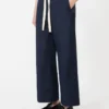 Pantalon en coton à cordon de serrage, bleu nuit