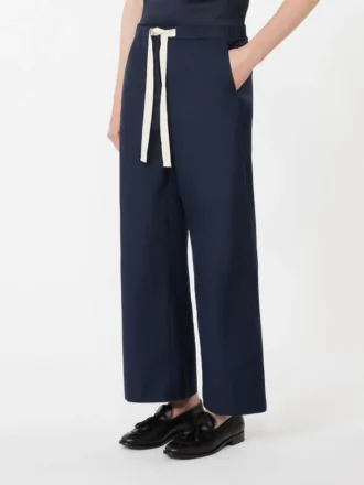 Pantalon en coton à cordon de serrage, bleu nuit Pantalon en coton à cordon de serrage, bleu nuit