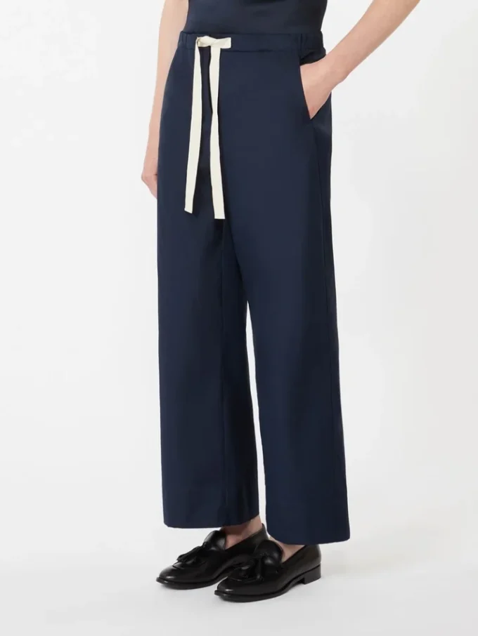 Pantalon en coton à cordon de serrage, bleu nuit