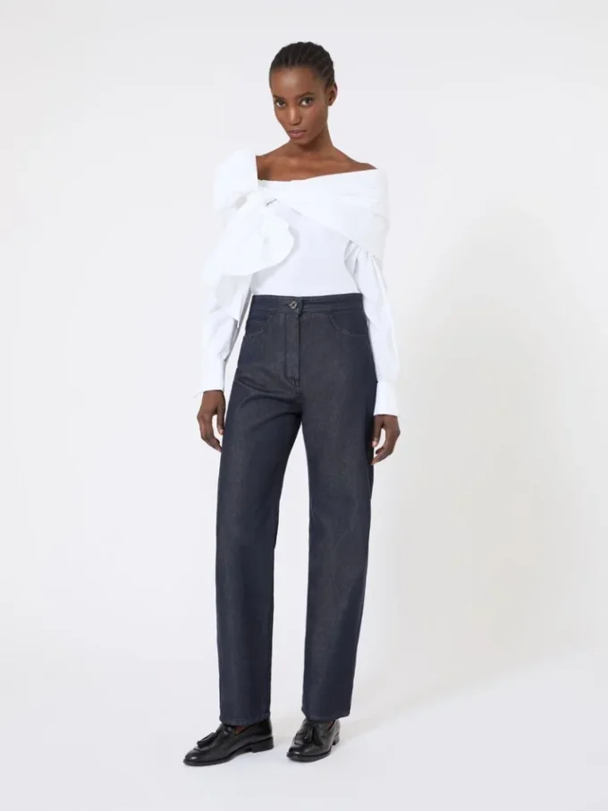 Pantalon en coton effet denim, bleu nuit Pantalon en coton effet denim, bleu nuit