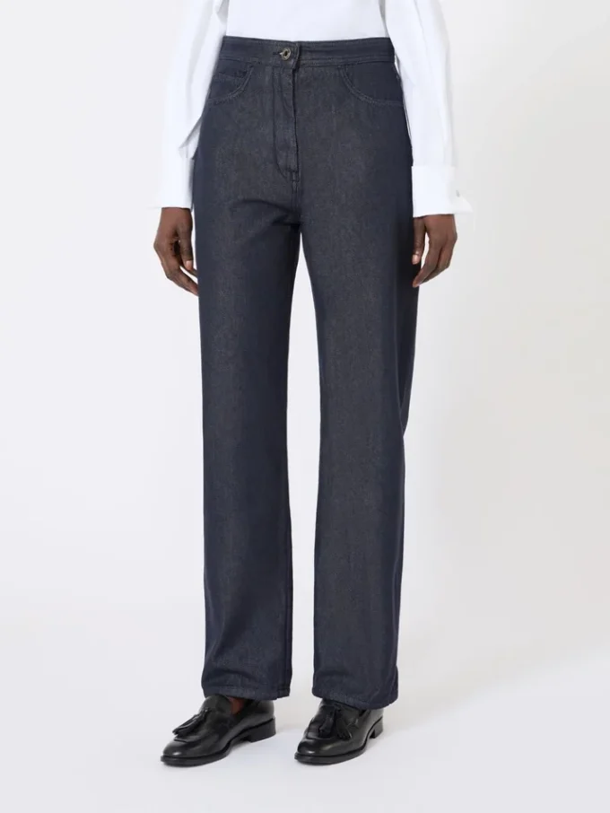 Pantalon en coton effet denim, bleu nuit Pantalon en coton effet denim, bleu nuit