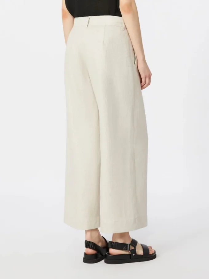 Pantalon en coton et lin stretch, ivoire Pantalon en coton et lin stretch, ivoire