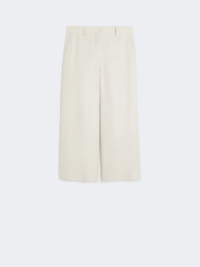 Pantalon en coton et lin stretch, ivoire Pantalon en coton et lin stretch, ivoire