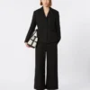 Pantalon en coton et lin stretch, noir Pantalon en coton et lin stretch, noir