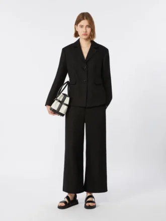 Pantalon en coton et lin stretch, noir