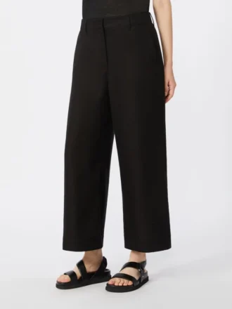 Pantalon en coton et lin stretch, noir