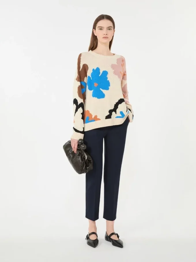 Pantalon en coton stretch, bleu marine