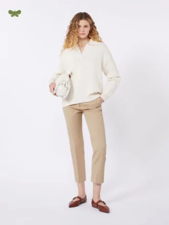 Pantalon en coton stretch, couleur camel