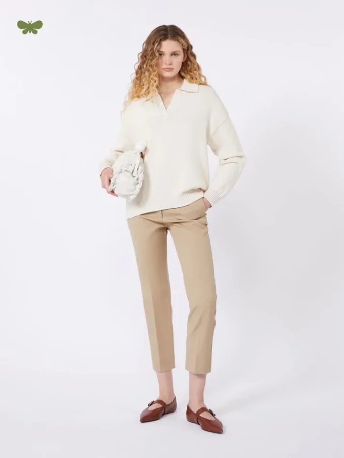 Pantalon en coton stretch, couleur camel Pantalon en coton stretch, couleur camel
