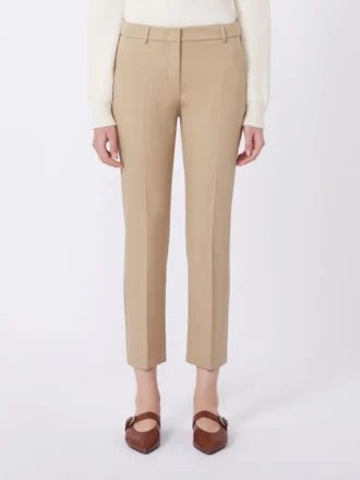 Pantalon en coton stretch, couleur camel