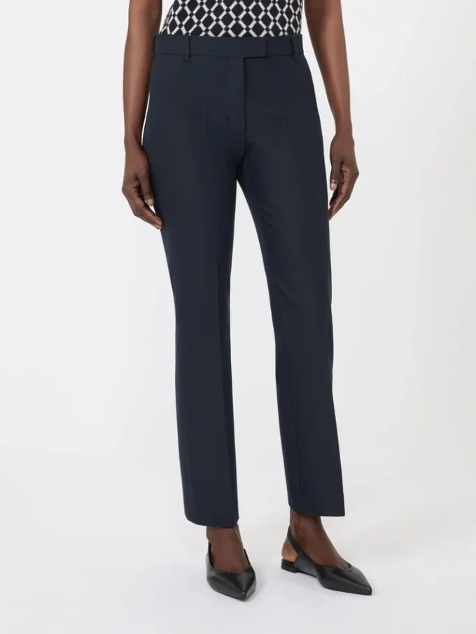 Pantalon en coton stretch et viscose, bleu outremer