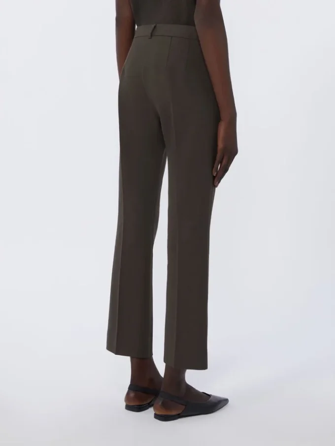 Pantalon en coton stretch et viscose, vert foncé