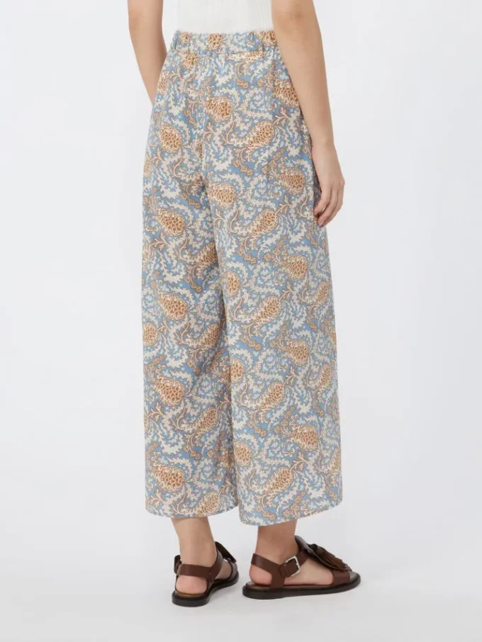Pantalon en crêpe de Chine imprimé, bleu clair Pantalon en crêpe de Chine imprimé, bleu clair