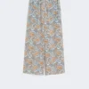 Pantalon en crêpe de Chine imprimé, bleu clair Pantalon en crêpe de Chine imprimé, bleu clair