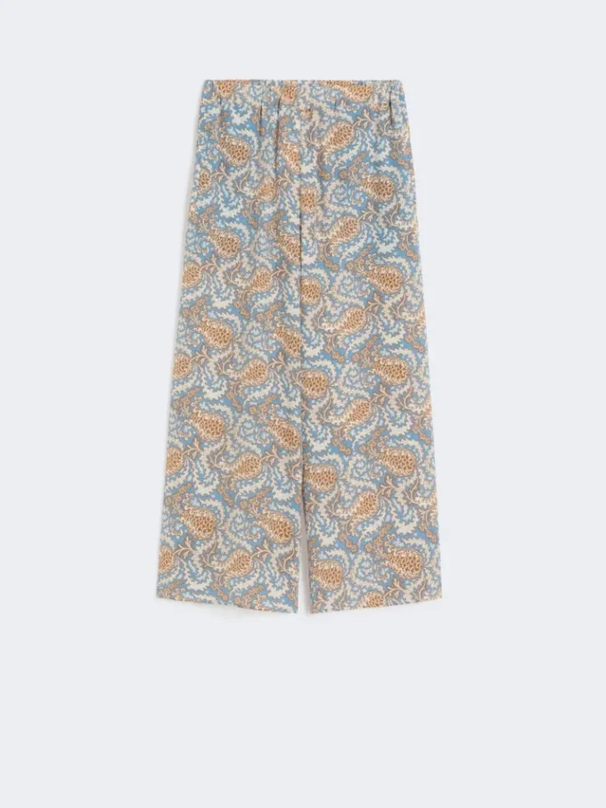 Pantalon en crêpe de Chine imprimé, bleu clair Pantalon en crêpe de Chine imprimé, bleu clair