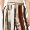 Pantalon en crêpe de Chine rayé, rouge brique