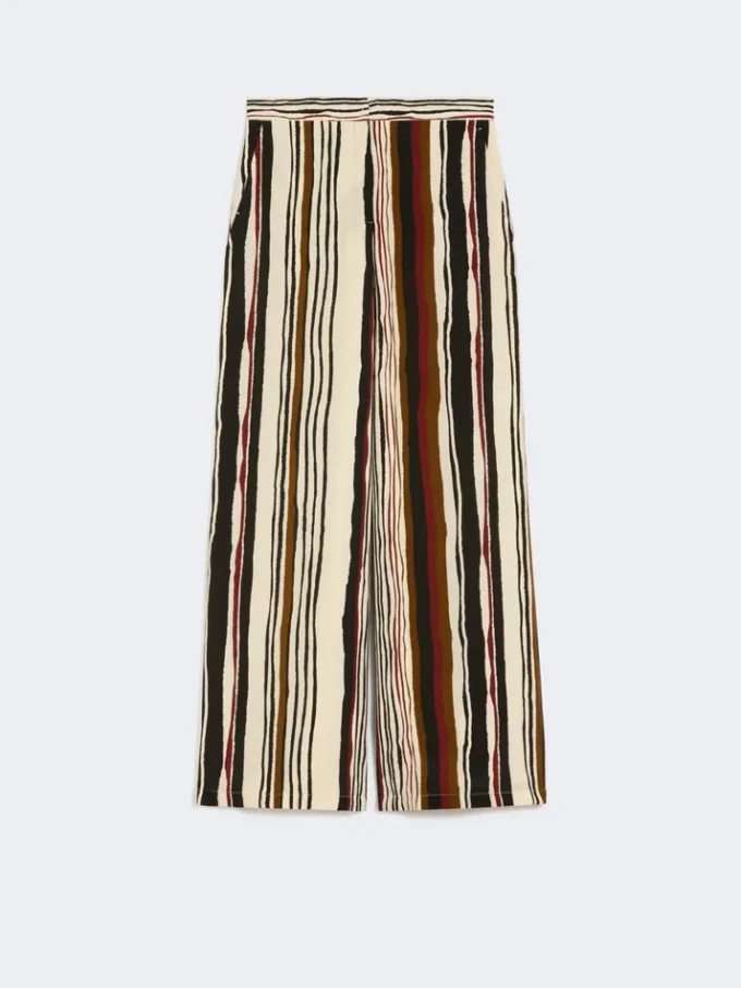 Pantalon en crêpe de Chine rayé, rouge brique
