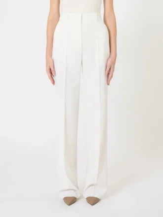 Pantalon en crêpe de laine, blanc