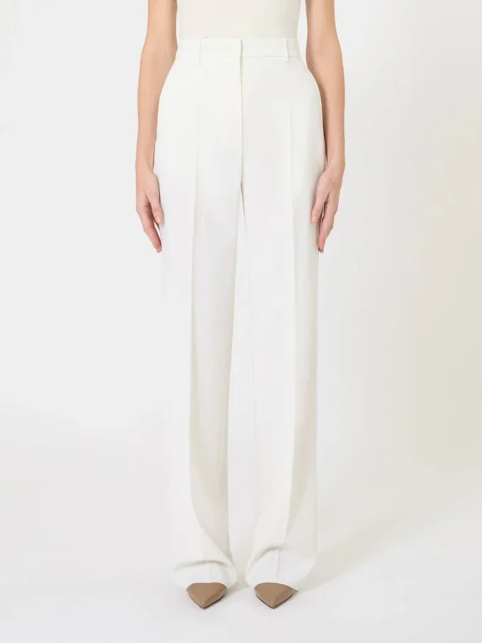 Pantalon en crêpe de laine, blanc Pantalon en crêpe de laine, blanc
