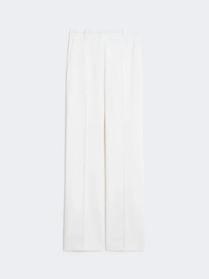 Pantalon en crêpe de laine, blanc Pantalon en crêpe de laine, blanc