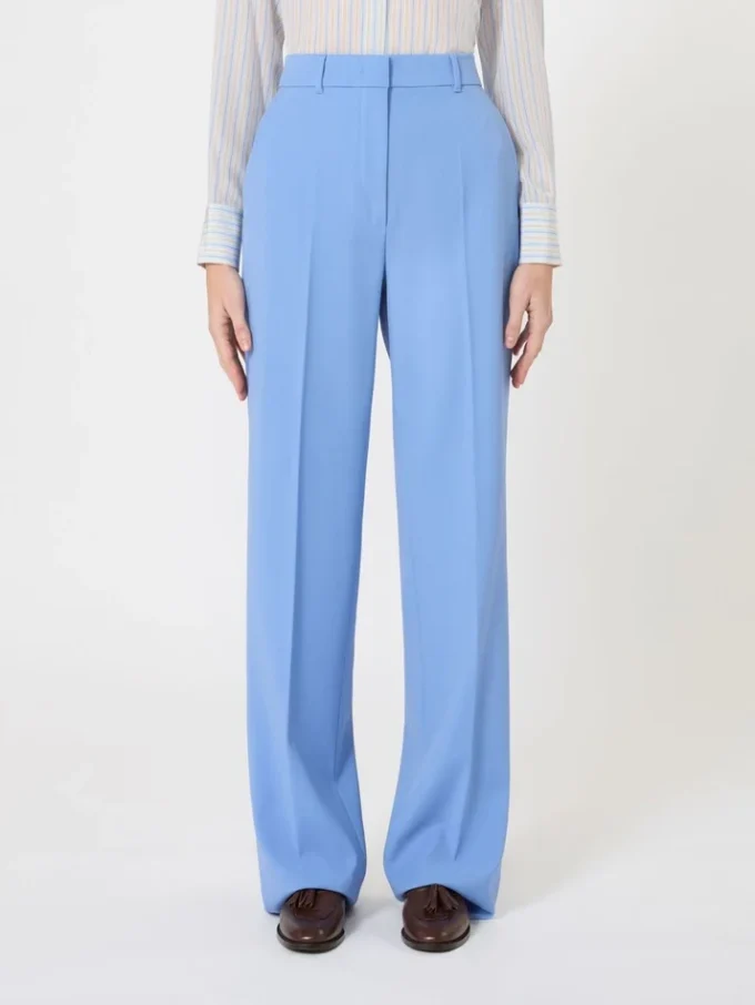 Pantalon en crêpe de laine, bleu clair Pantalon en crêpe de laine, bleu clair