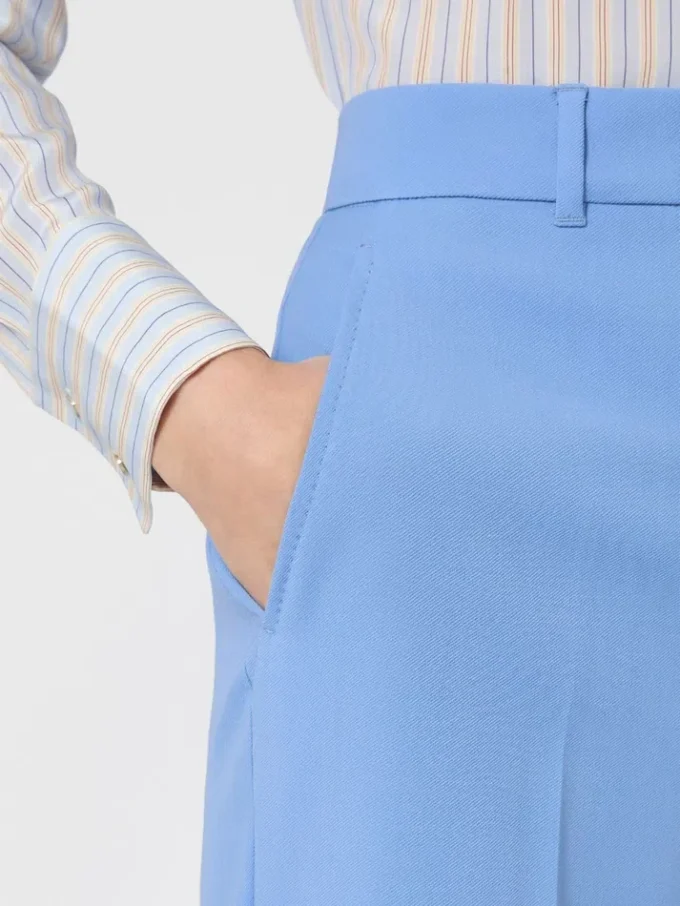 Pantalon en crêpe de laine, bleu clair Pantalon en crêpe de laine, bleu clair
