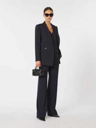 Pantalon en crêpe de laine, bleu marine