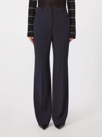 Pantalon en crêpe de laine, bleu marine