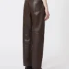Pantalon en cuir nappa, marron foncé Pantalon en cuir nappa, marron foncé