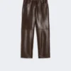 Pantalon en cuir nappa, marron foncé Pantalon en cuir nappa, marron foncé