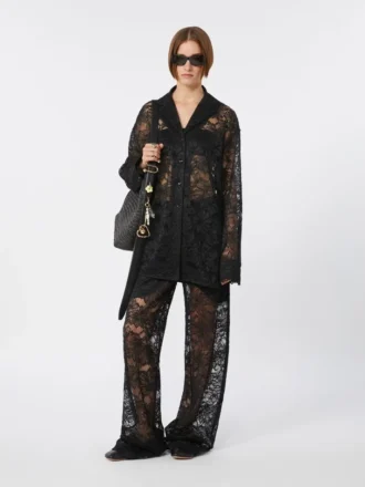 Veste en dentelle florale, noire