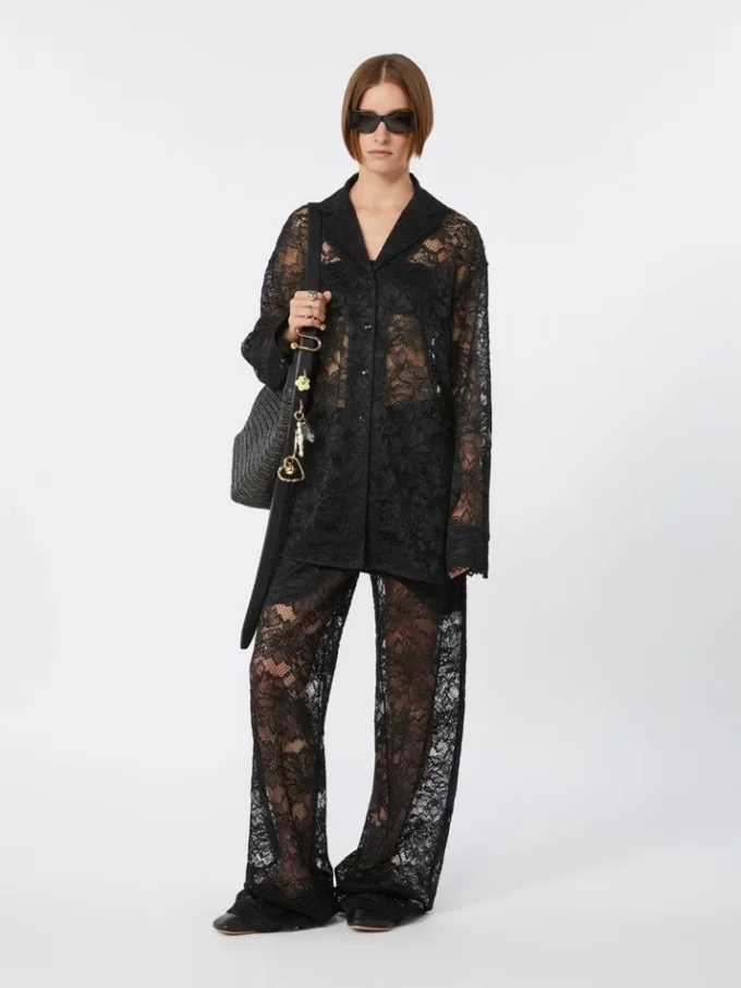 Veste en dentelle florale, noire