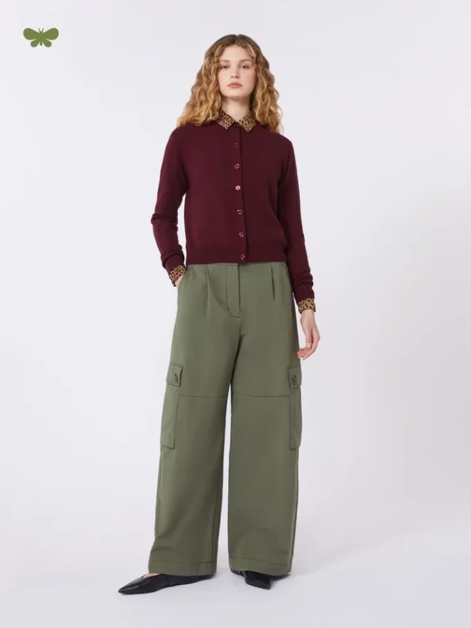 Pantalon en gabardine de coton, vert foncé