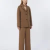Veste en laine Double Face à simple boutonnage, couleur camel Veste en laine Double Face à simple boutonnage, couleur camel