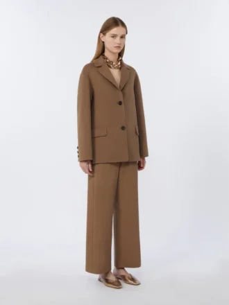 Veste en laine Double Face à simple boutonnage, couleur camel