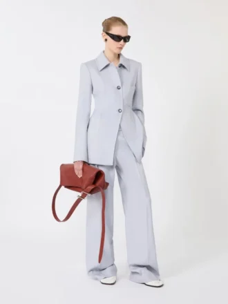 Pantalon en gabardine mélangée viscose avec empiècement, gris moyen