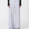 Pantalon en gabardine mélangée viscose avec empiècement, gris moyen Pantalon en gabardine mélangée viscose avec empiècement, gris moyen
