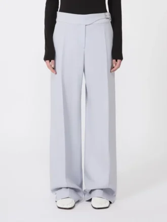 Pantalon en gabardine mélangée viscose avec empiècement, gris moyen