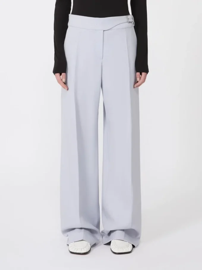 Pantalon en gabardine mélangée viscose avec empiècement, gris moyen Pantalon en gabardine mélangée viscose avec empiècement, gris moyen