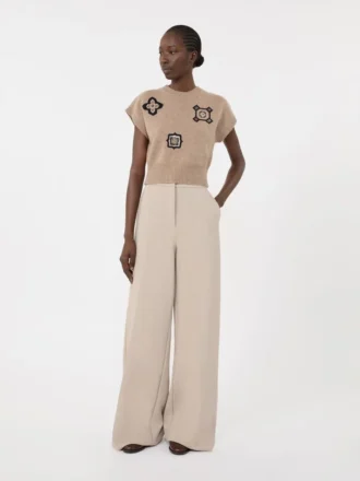 Pantalon en jersey ajusté, couleur sable