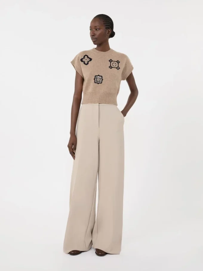 Pantalon en jersey ajusté, couleur sable Pantalon en jersey ajusté, couleur sable
