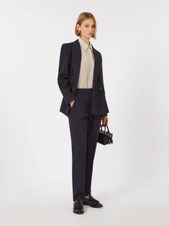 Blazer en jersey à double boutonnage Milano-knit, bleu marine