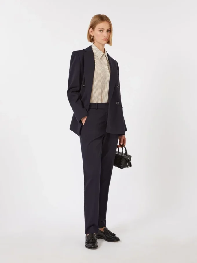 Blazer en jersey à double boutonnage Milano-knit, bleu marine Blazer en jersey à double boutonnage Milano-knit, bleu marine
