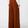 Pantalon en jersey compact, couleur terre cuite